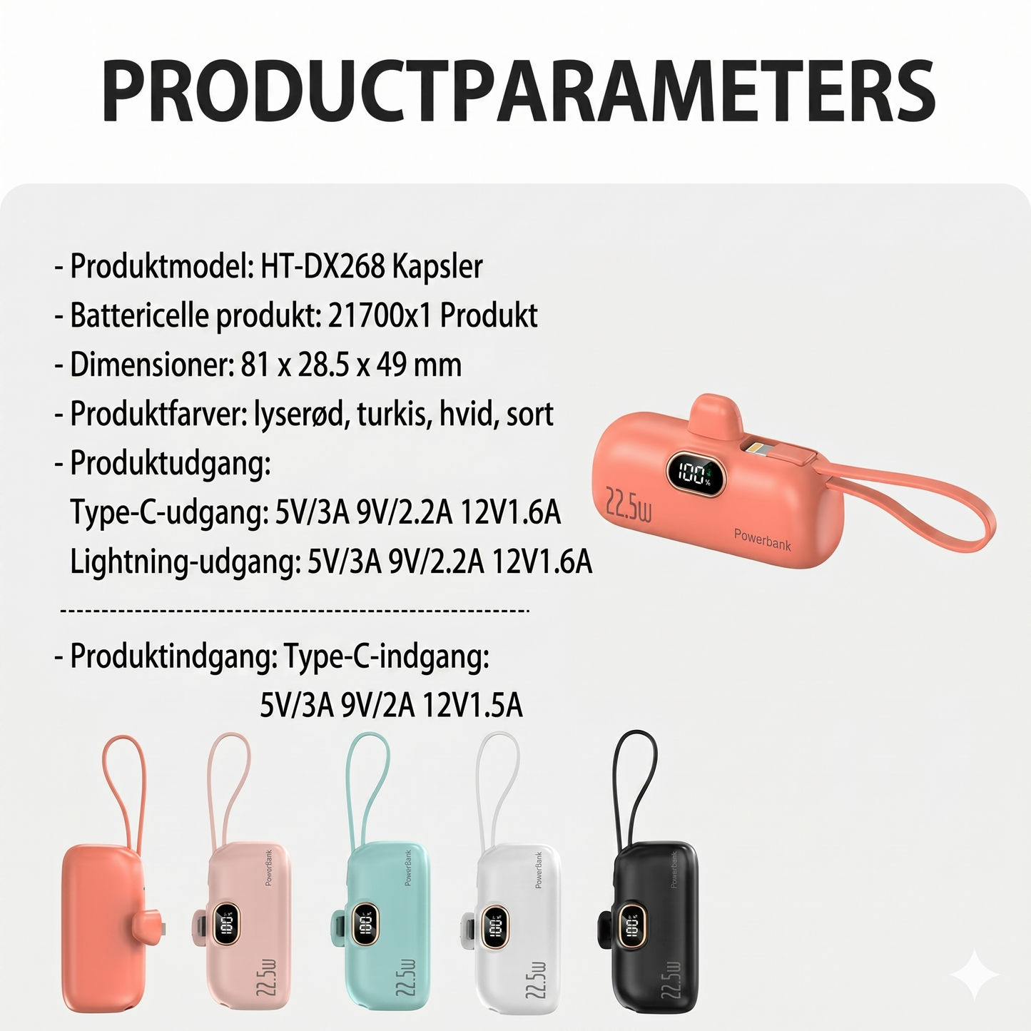 5000 mAh bærbar mini-powerbank til telefon