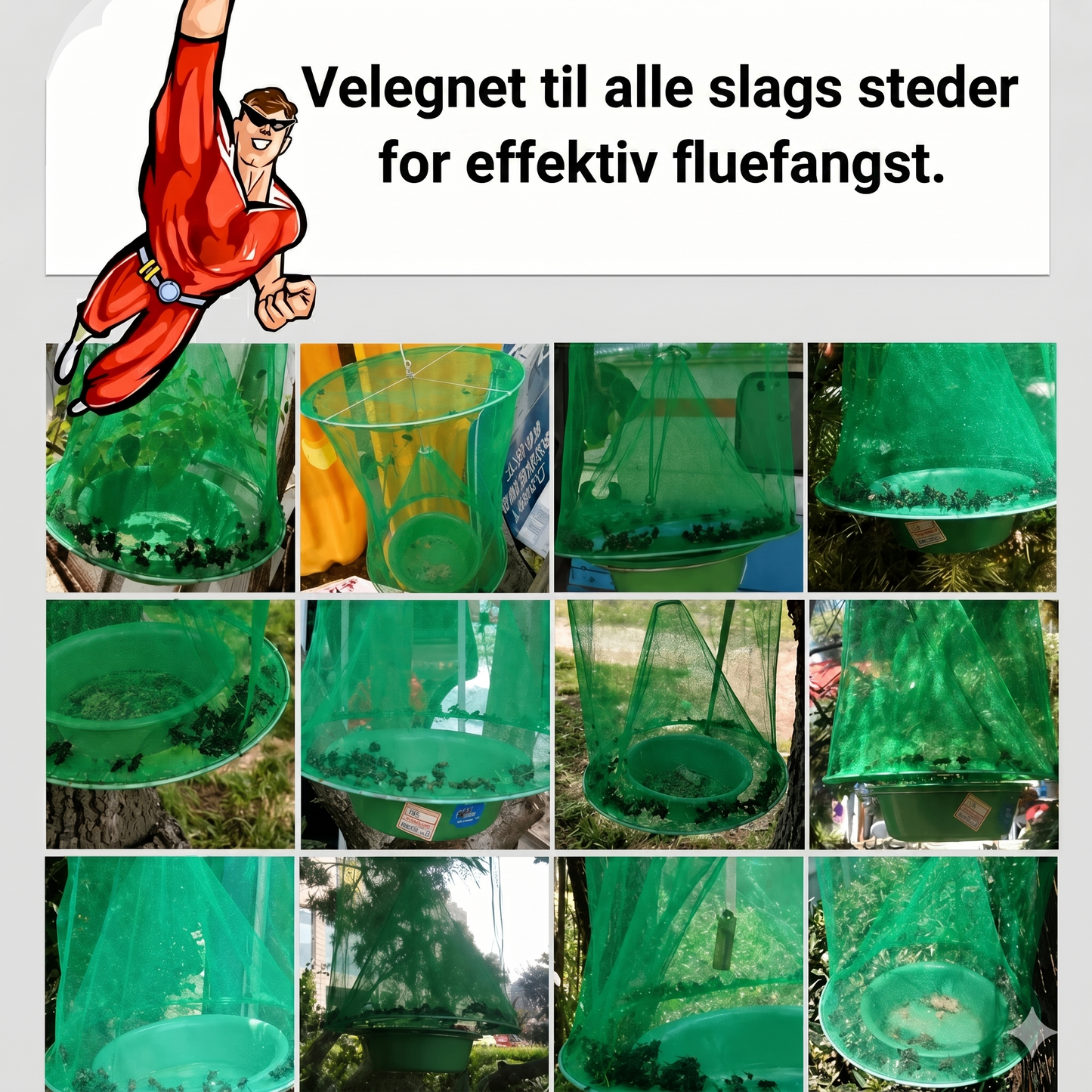 Genanvendelig fluefælde til udendørs brug