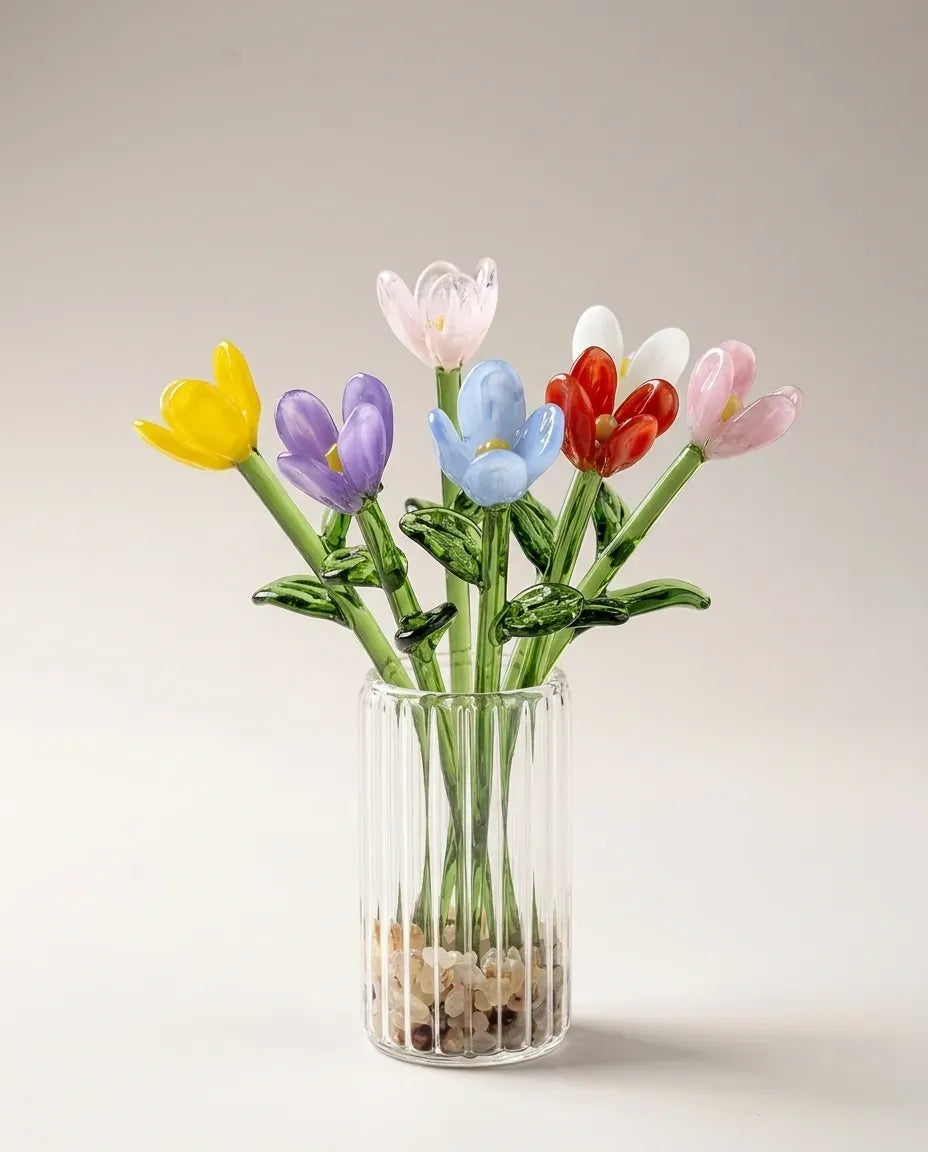 Ljuva Evighet håndlavede minivaser i glas med blomster