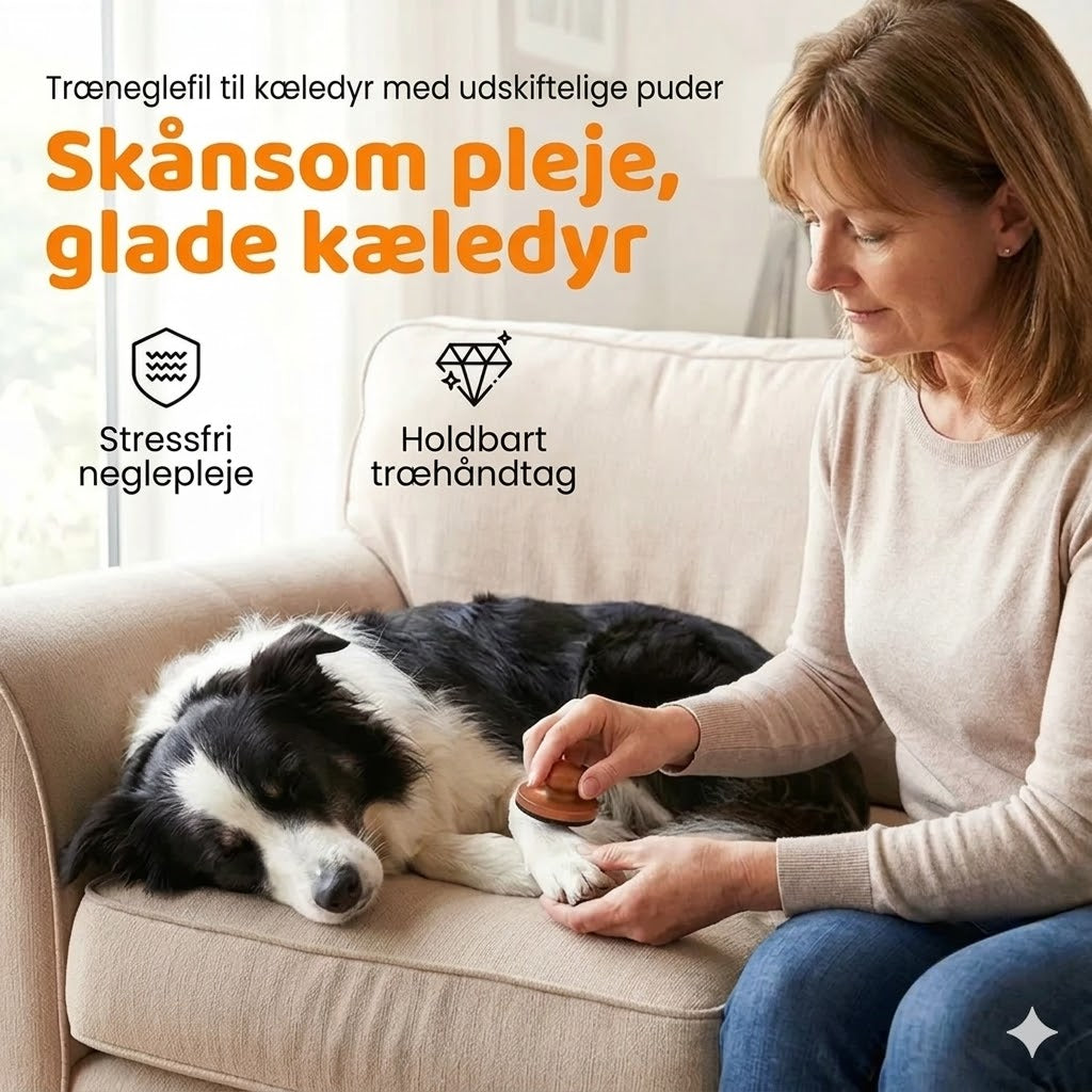 Neglefil i træ til kæledyr med udskiftelige filepuder