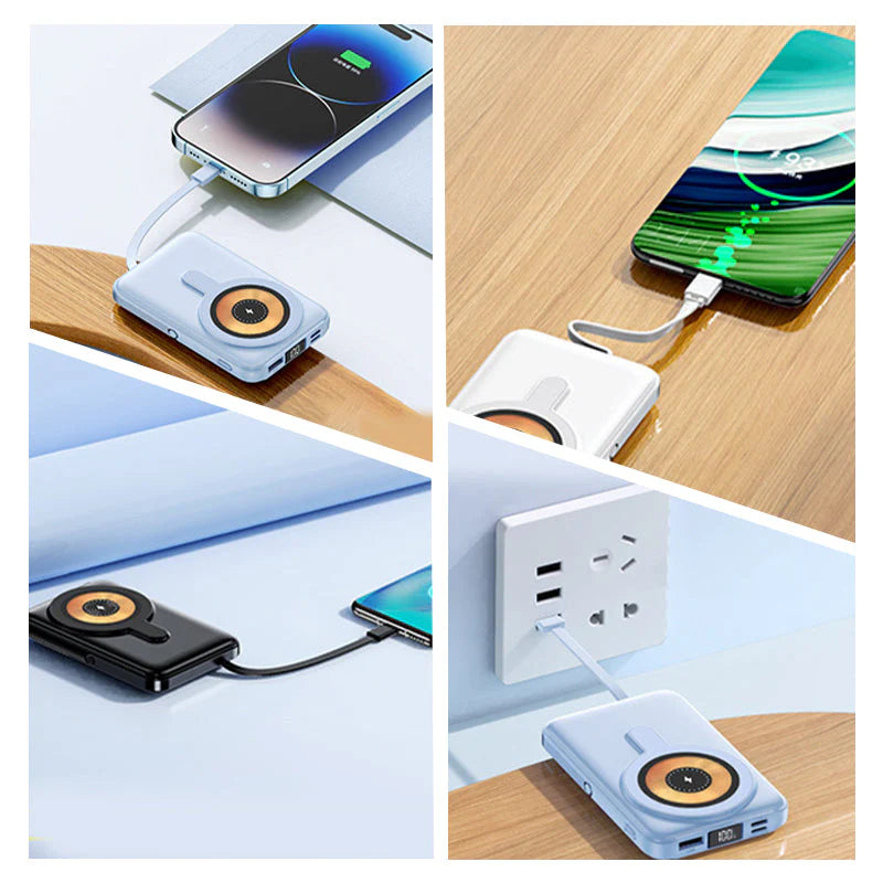 Magnetisk trådløs powerbank 10000 mAh hurtigoplader med mobilholder