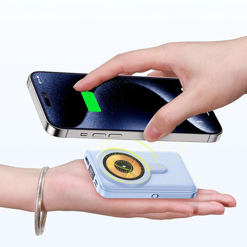 Magnetisk trådløs powerbank 10000 mAh hurtigoplader med mobilholder