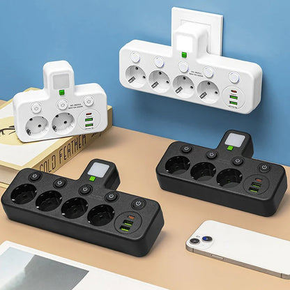 Pladsbesparende stikdåse med lys og USB
