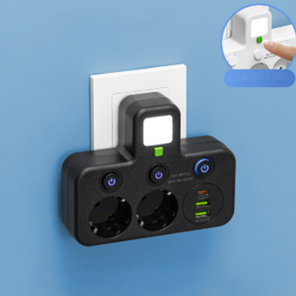 Pladsbesparende stikdåse med lys og USB