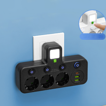 Pladsbesparende stikdåse med lys og USB
