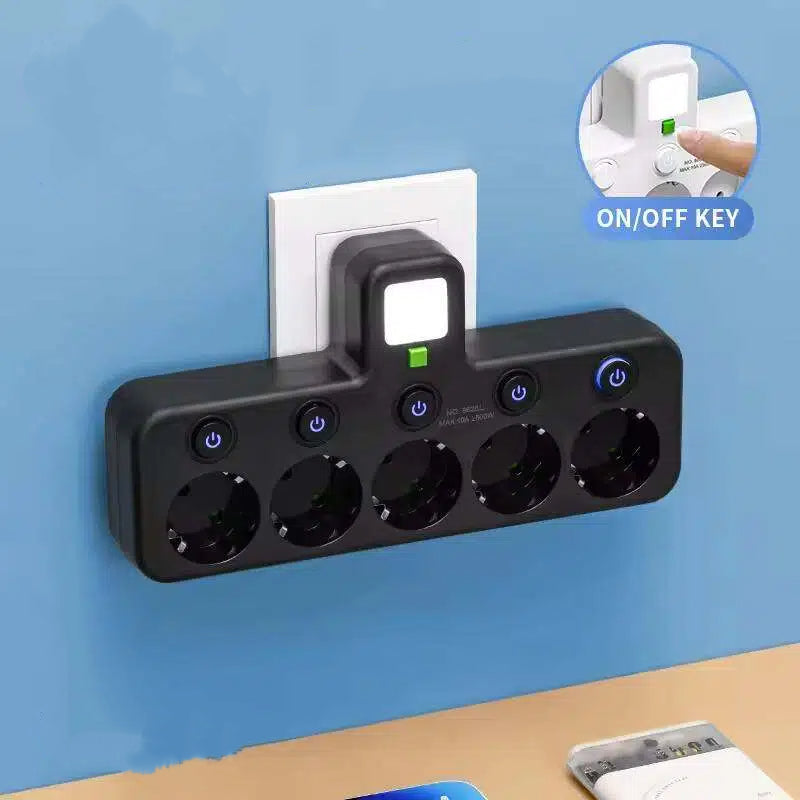 Pladsbesparende stikdåse med lys og USB