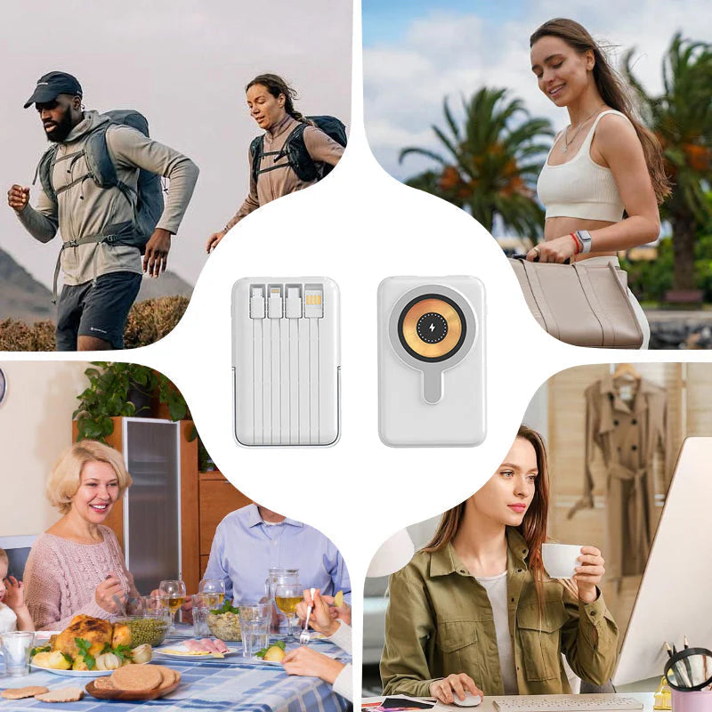 Magnetisk trådløs powerbank 10000 mAh hurtigoplader med mobilholder