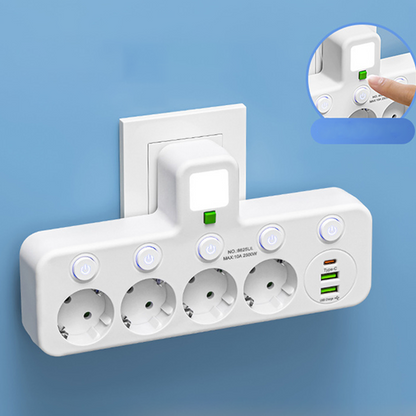 Pladsbesparende stikdåse med lys og USB