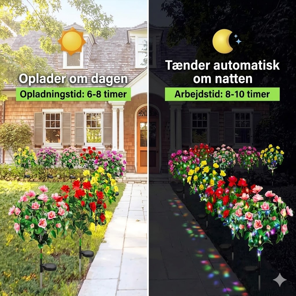 Kunstig azalea-blomst solcellelampe med jordspyd