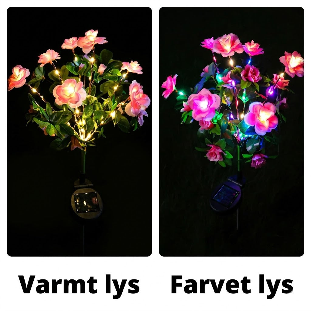 Kunstig azalea-blomst solcellelampe med jordspyd