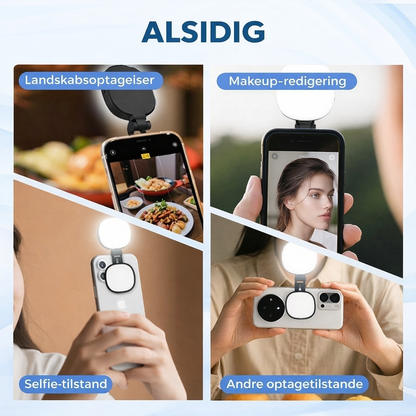 3-i-1 telefonstativ, spejl og magnetisk selfie-lys