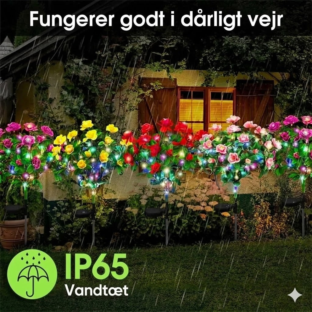 Kunstig azalea-blomst solcellelampe med jordspyd