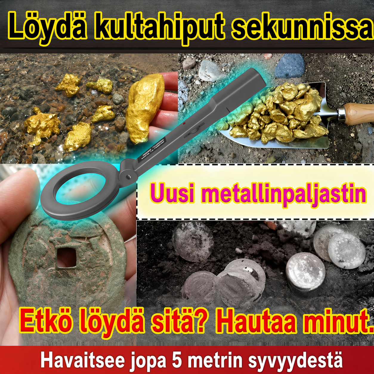 LED-blinkende alarmmetaldetektor