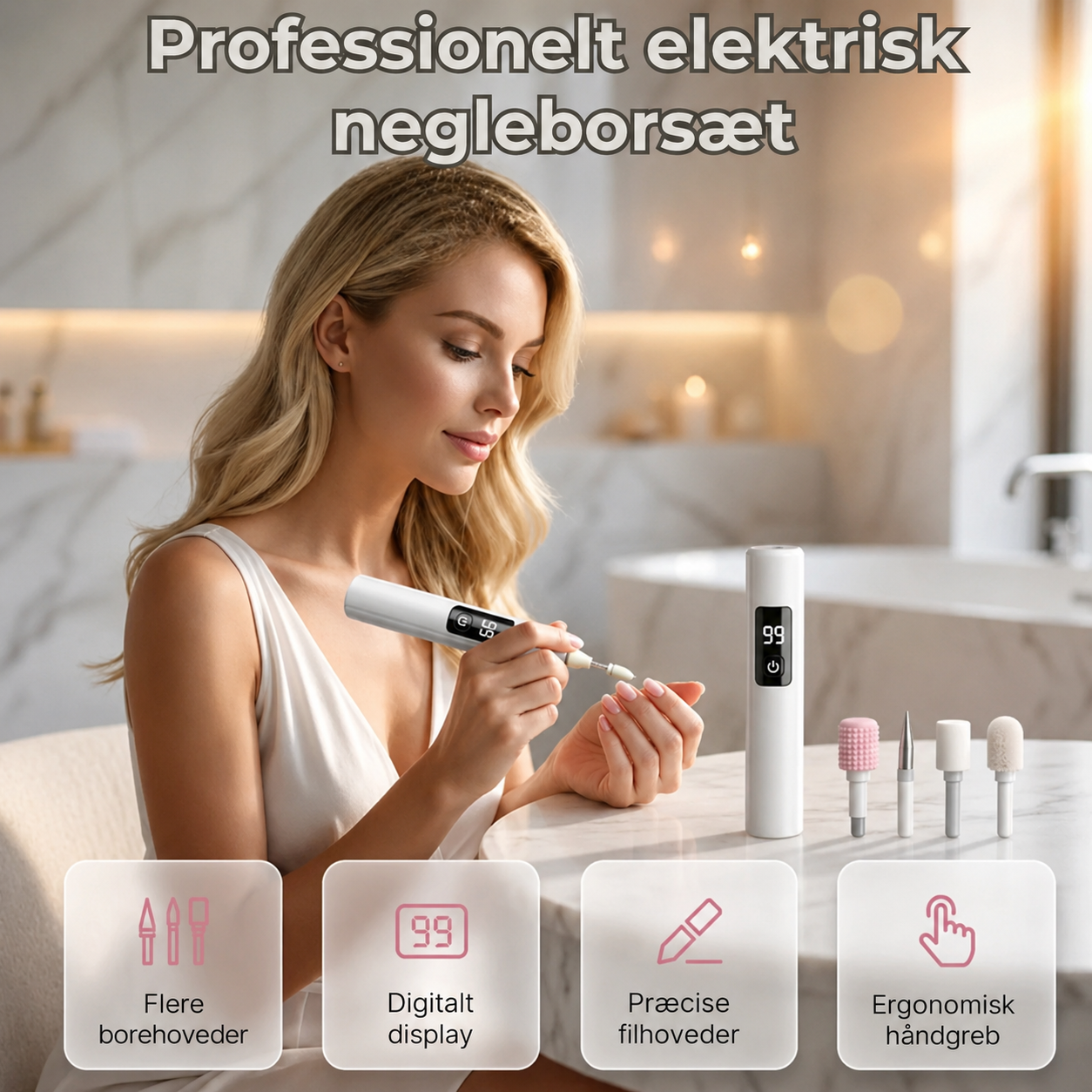 Elektrisk neglefræser med digital hastighedsregulering