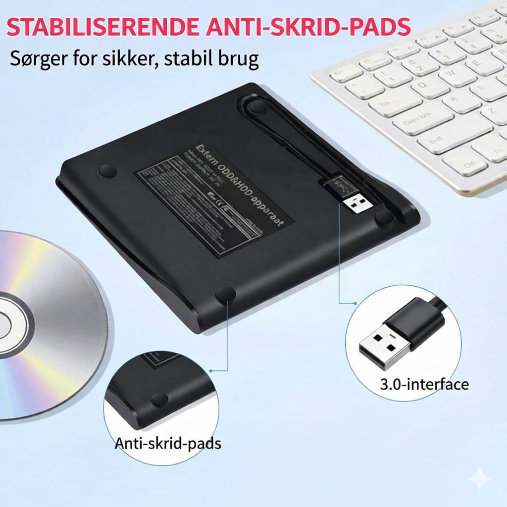Eksternt CD/DVD-drev til bærbar computer