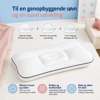 Ergonomisk børnepude i memory foam med nakkestøtte
