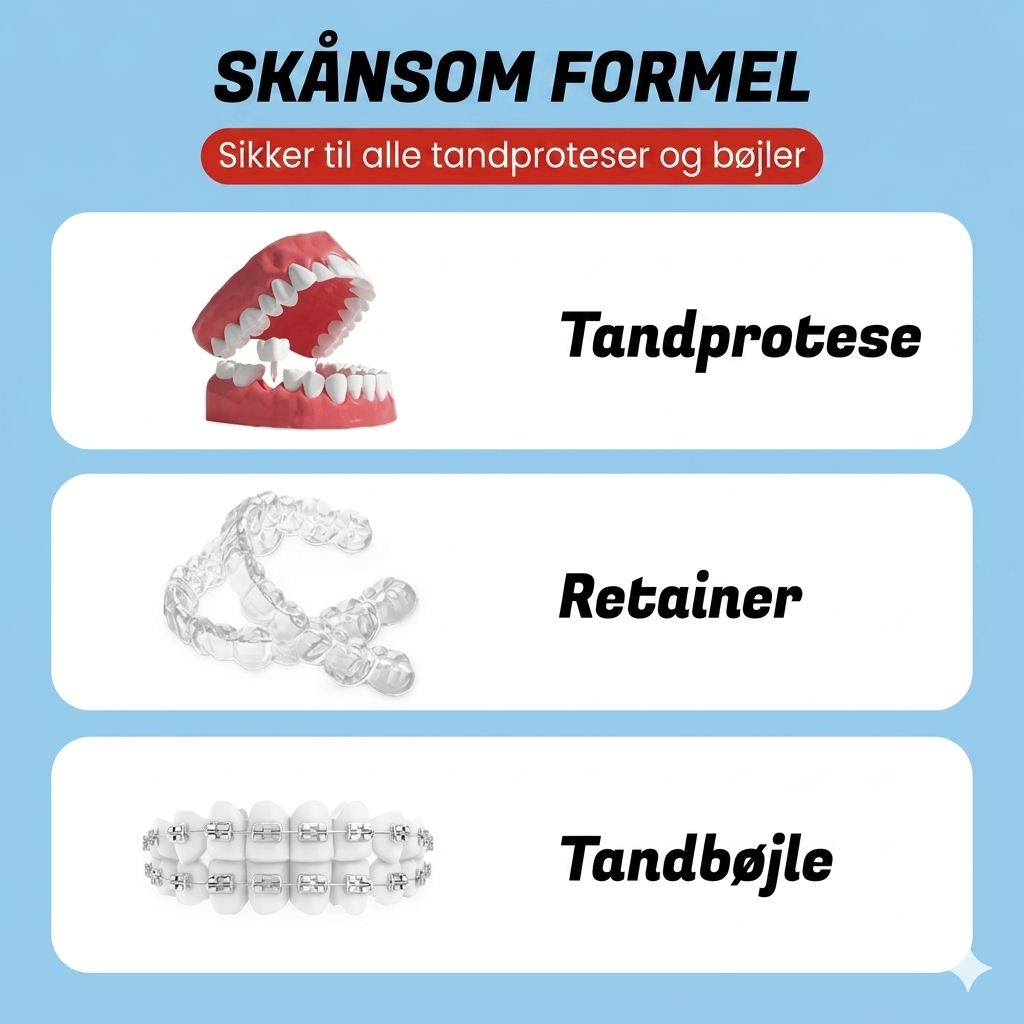 Rensetabletter til tandbøjler mod lugt og pletter (10 stk. pr. sæt)
