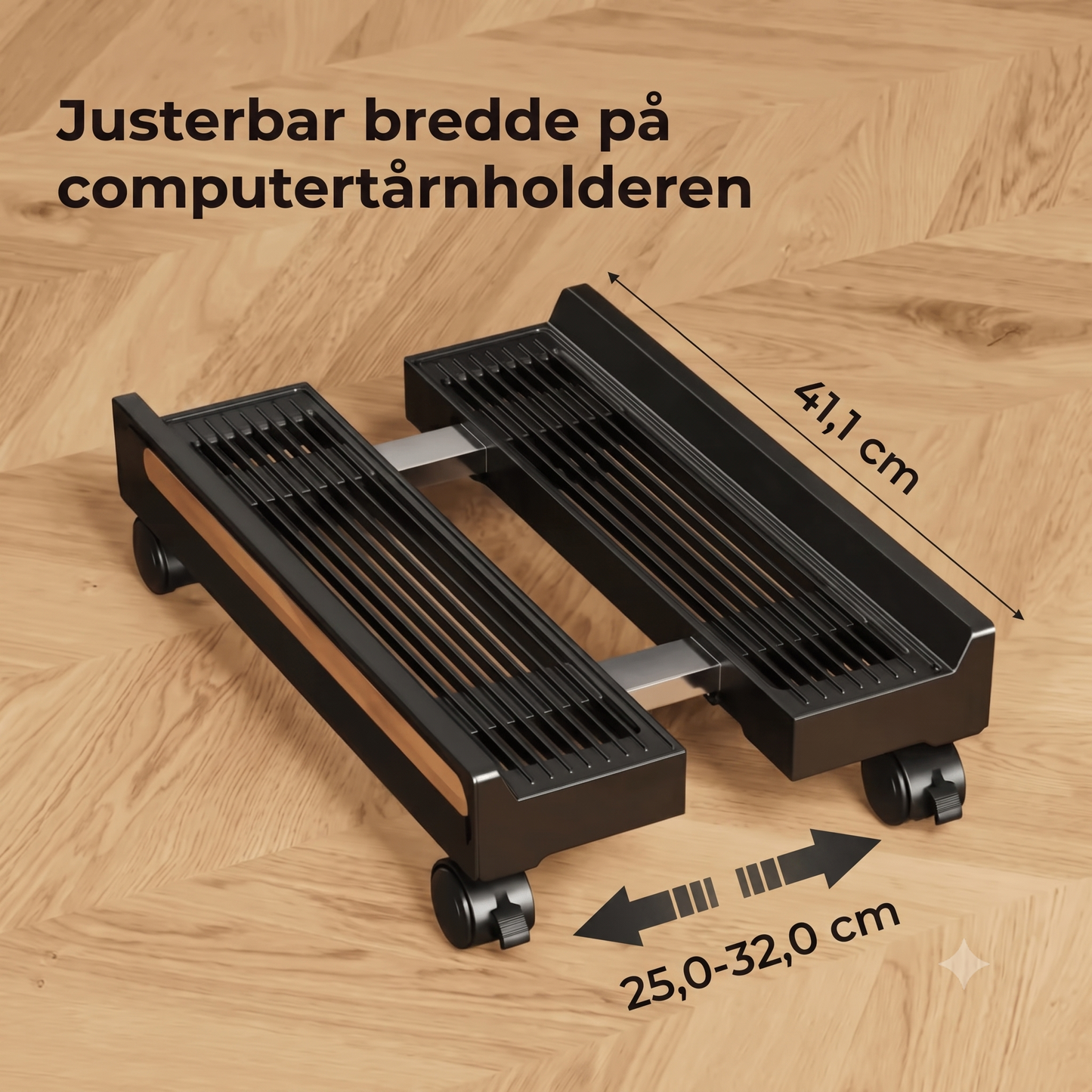 Justerbart computerstativ på hjul
