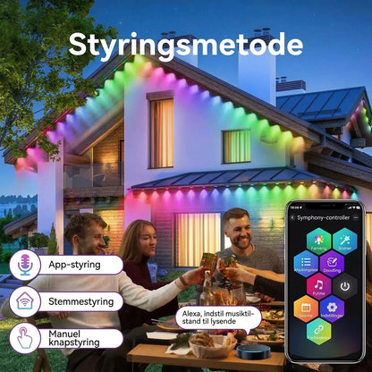 Smart RGB-lyskæde til udendørs brug med appstyring