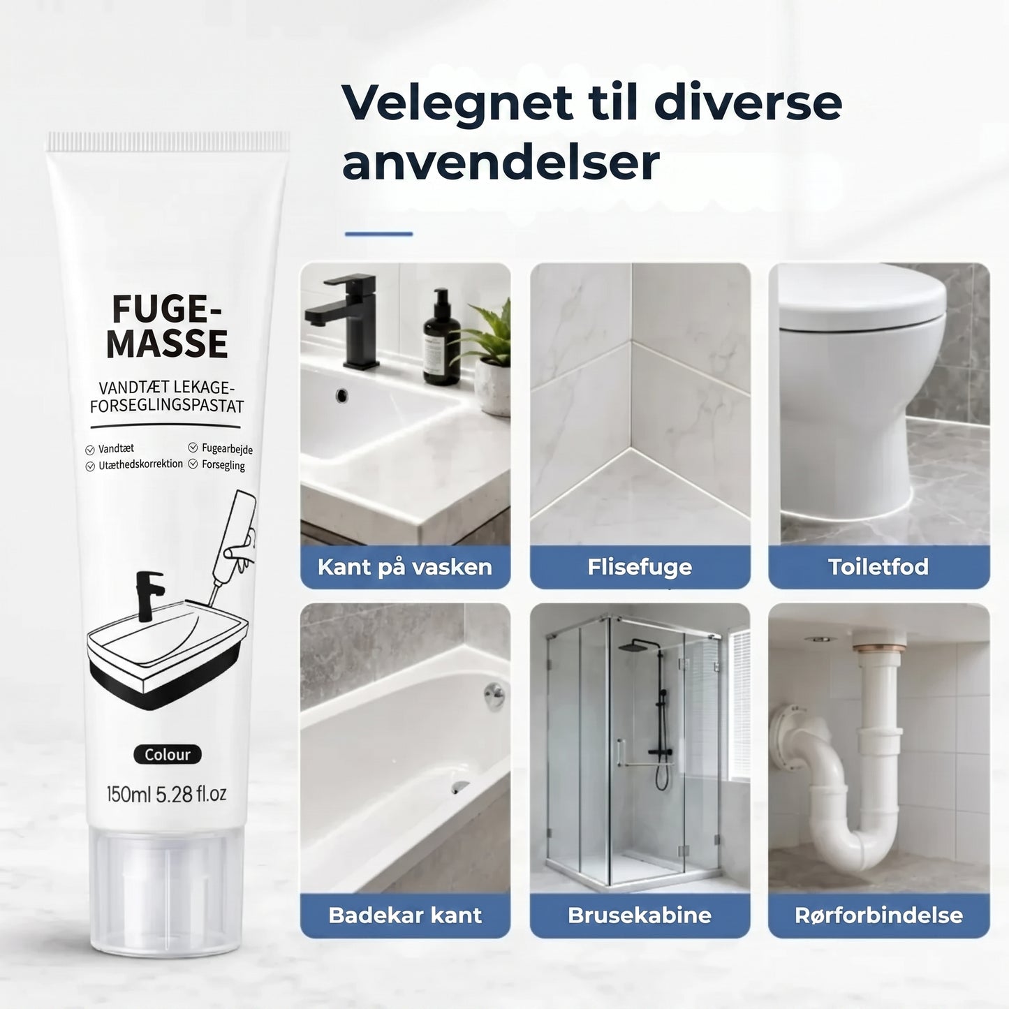Vandtæt fugemasse i presseslange