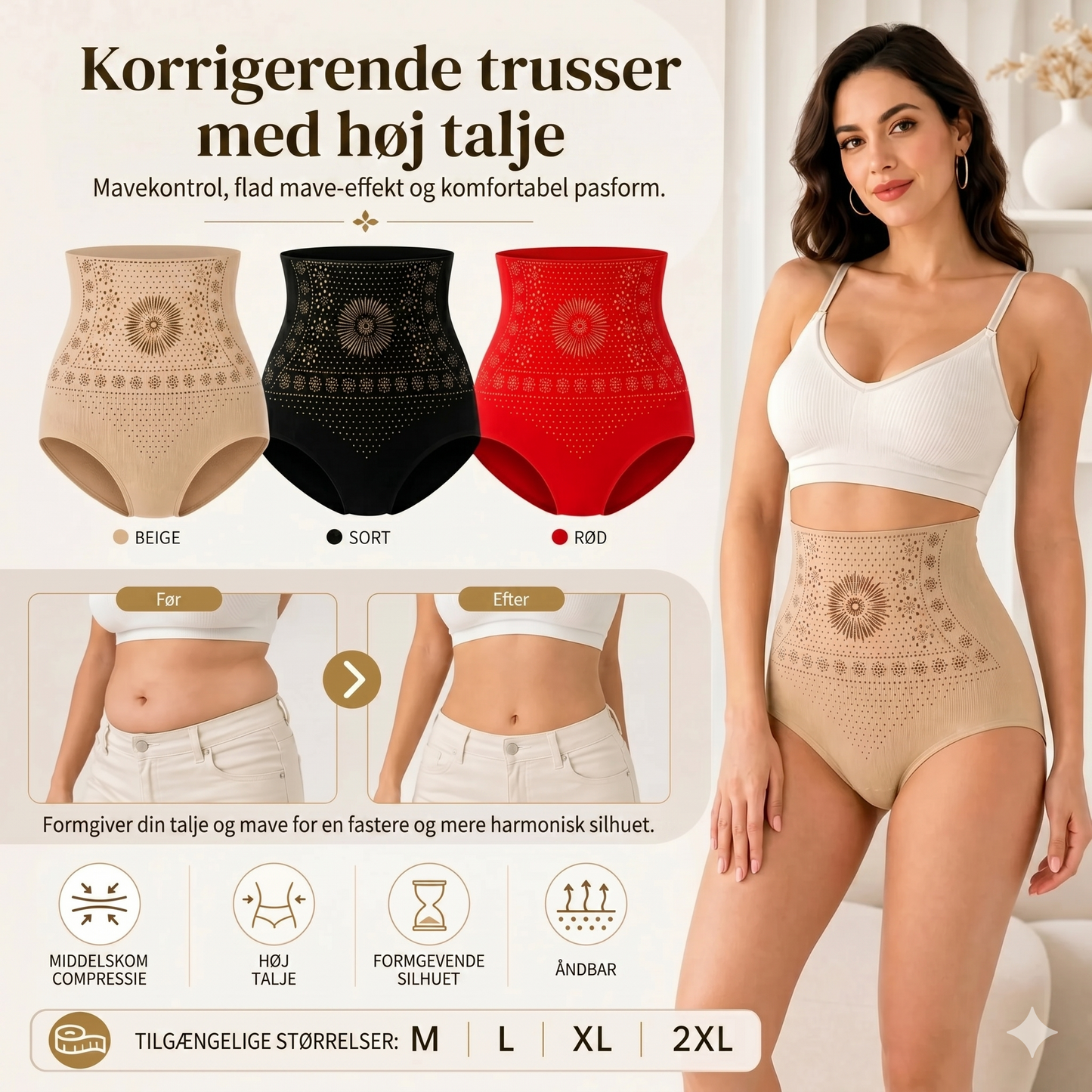 Formgivende shorts med høj talje
