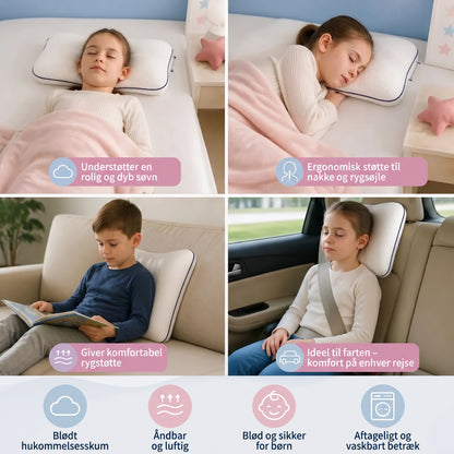 Ergonomisk børnepude i memory foam med nakkestøtte