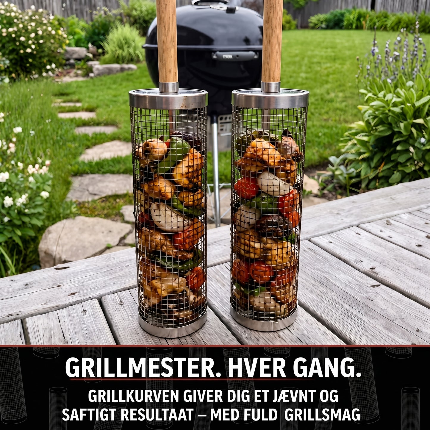 Risteformet grillkurv i rustfrit stål