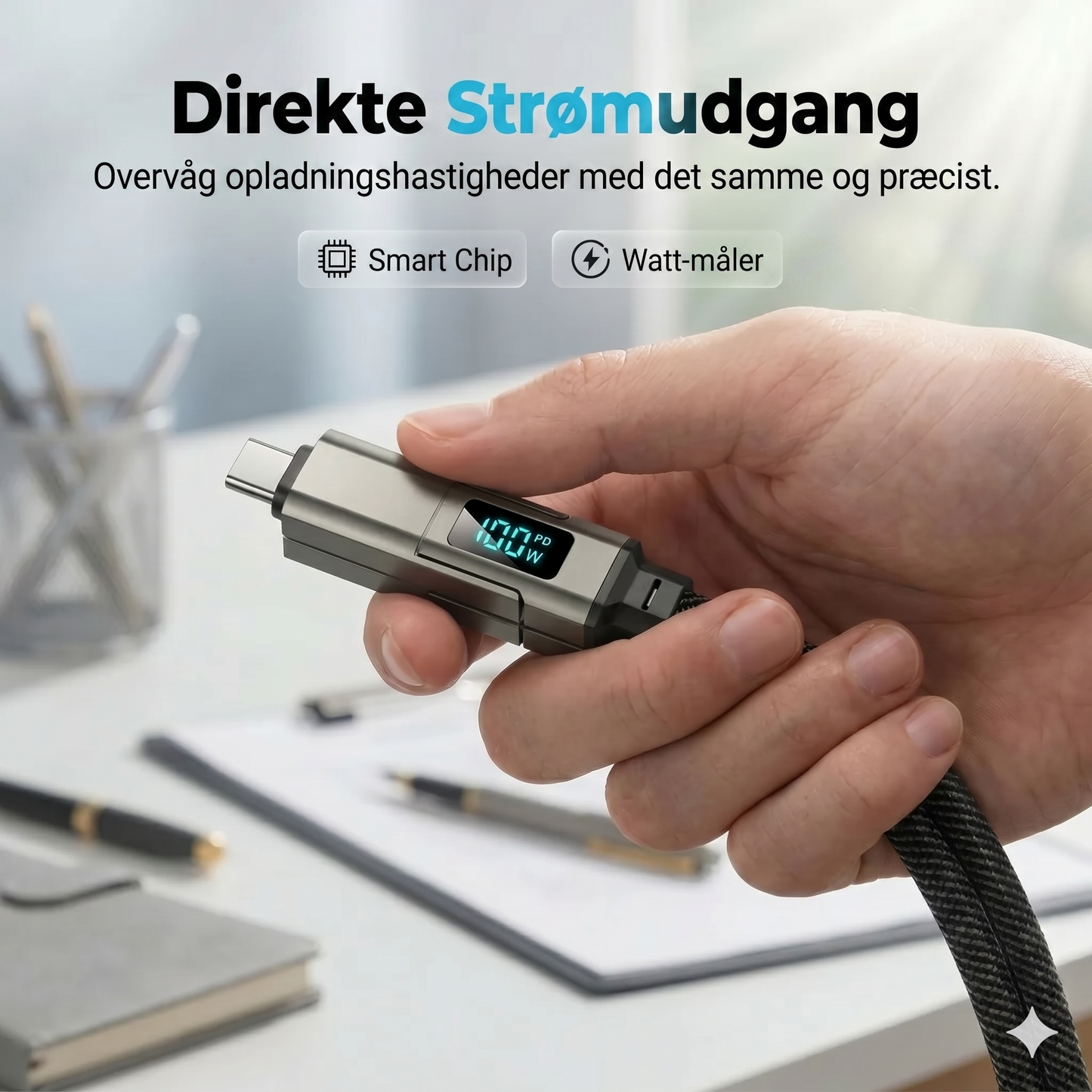 4-i-1 digitalt display nøglering opladerkabel