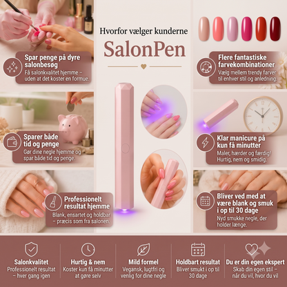 SalonPen 3-i-1 gelpennesæt med UV-LED-lampe (6 stk.)
