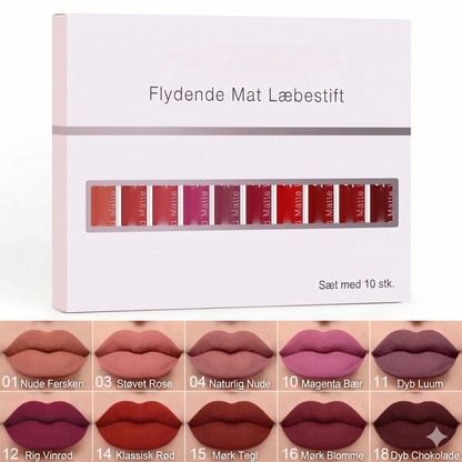 10 stk. mat, vandtæt og langtidsholdbar lipgloss