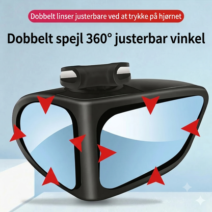 Spejl med dobbeltlinse og 360° justerbart blindvinkelsyn