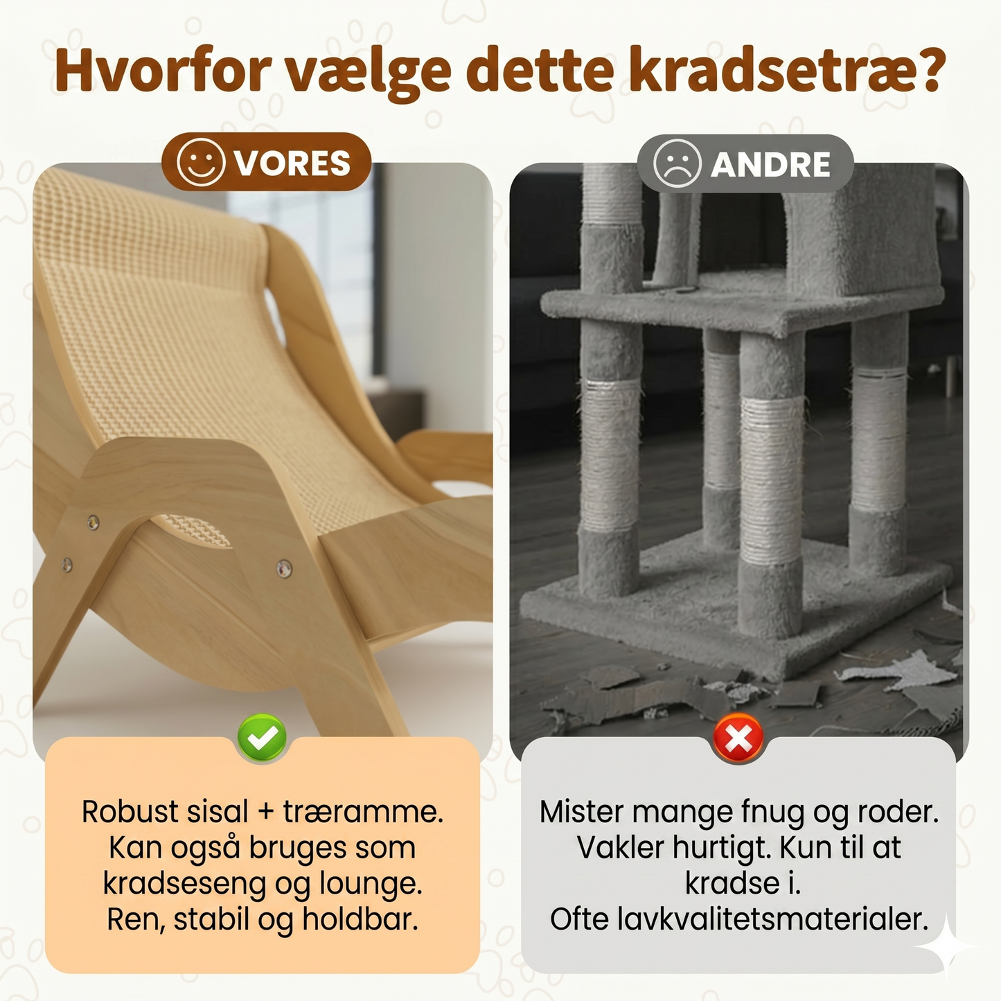 2-i-1 sisal kradsemøbel til katte