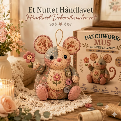 Komplet DIY-sæt til en patchwork-mus - Inklusive alle materialer