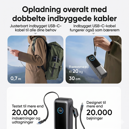 Powerbank med indbygget kabel