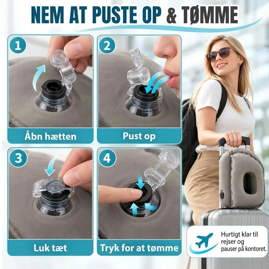 Oppustelig rejsepude til rejsen