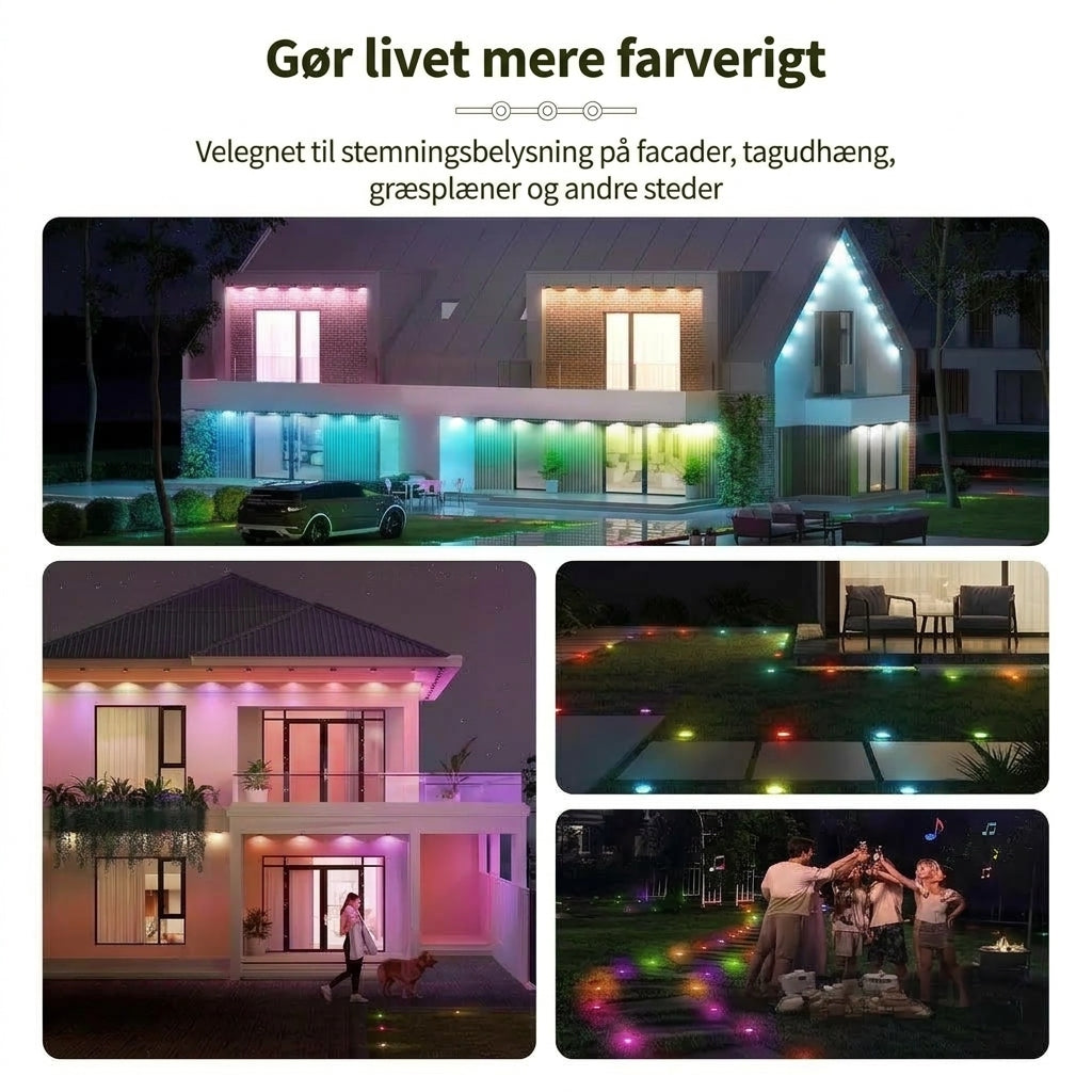 Smart RGB-lyskæde til udendørs brug med appstyring