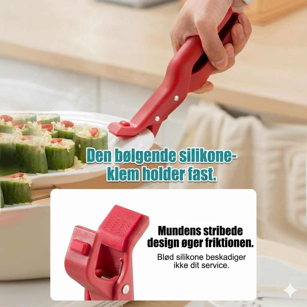 Multifunktionel skålholder-clip mod forbrænding