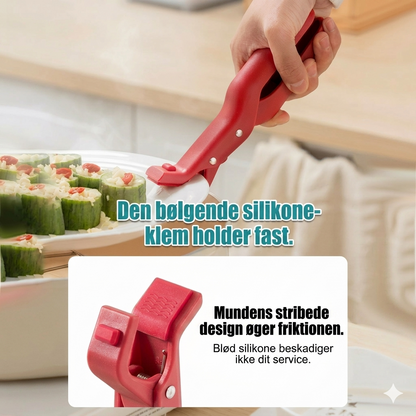 Multifunktionel skålholder-clip mod forbrænding