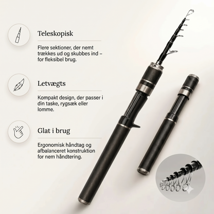 Carbon PocketRod teleskopfiskestang af kulfiber 180 cm