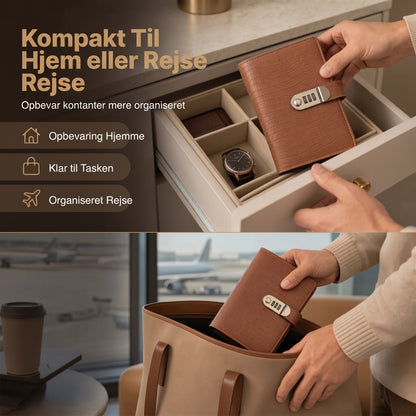 Opsparingsmappe med kodelås til kontanter