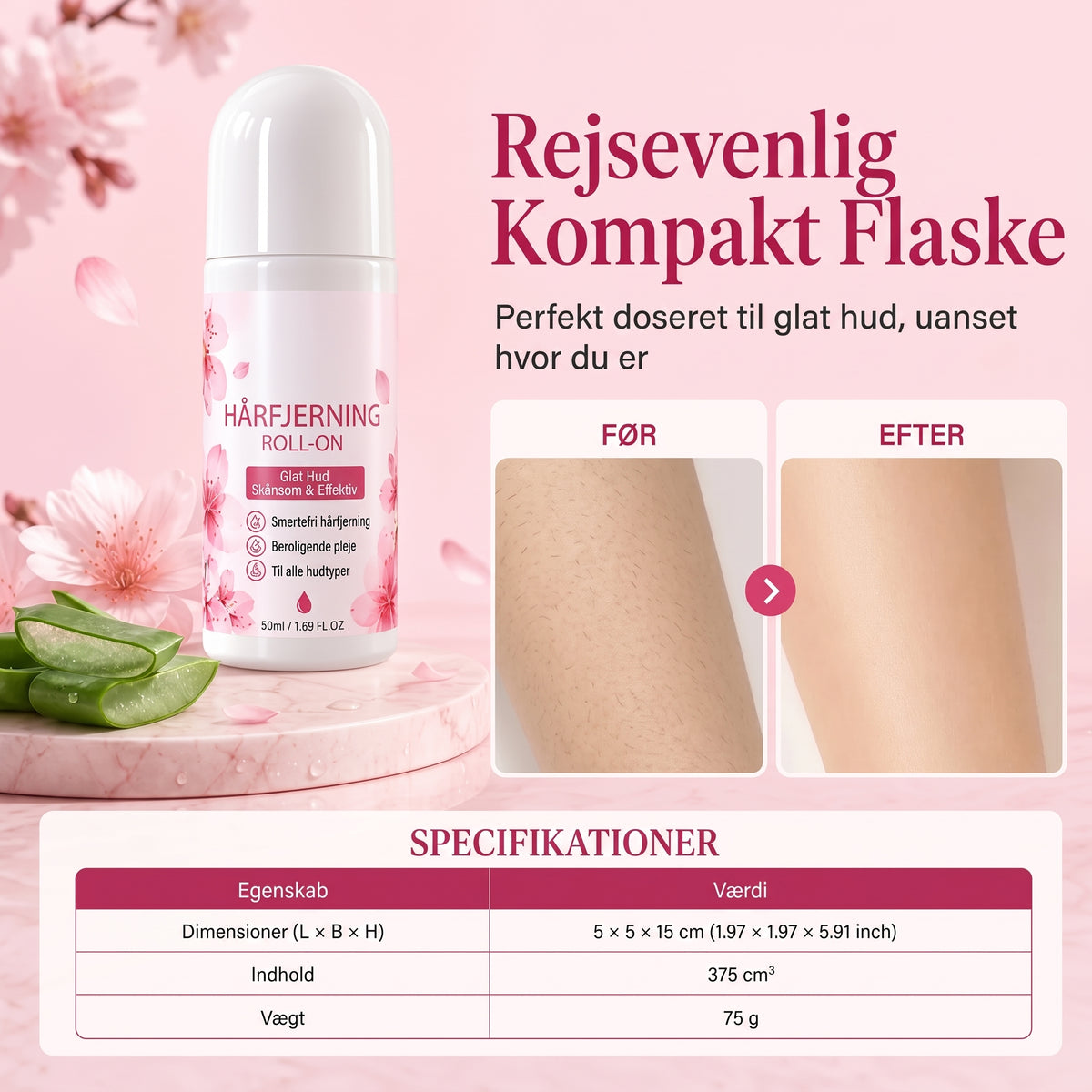 Roll on hårfjerningsgel med kirsebærblomst