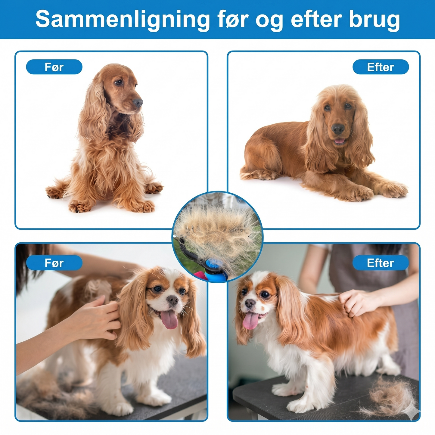 Dobbeltsidet hårfjernerbørste til kæledyr