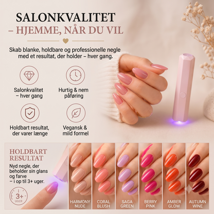 SalonPen 3-i-1 gelpennesæt med UV-LED-lampe (6 stk.)