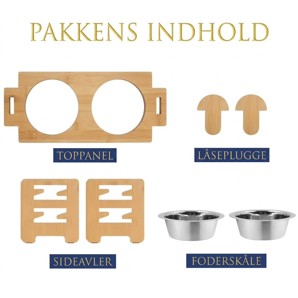 Justerbar hævet foderskål til kæledyr
