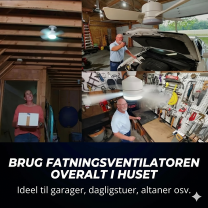 2-i-1 bærbar loftsvifte og lampe med fjernbetjening