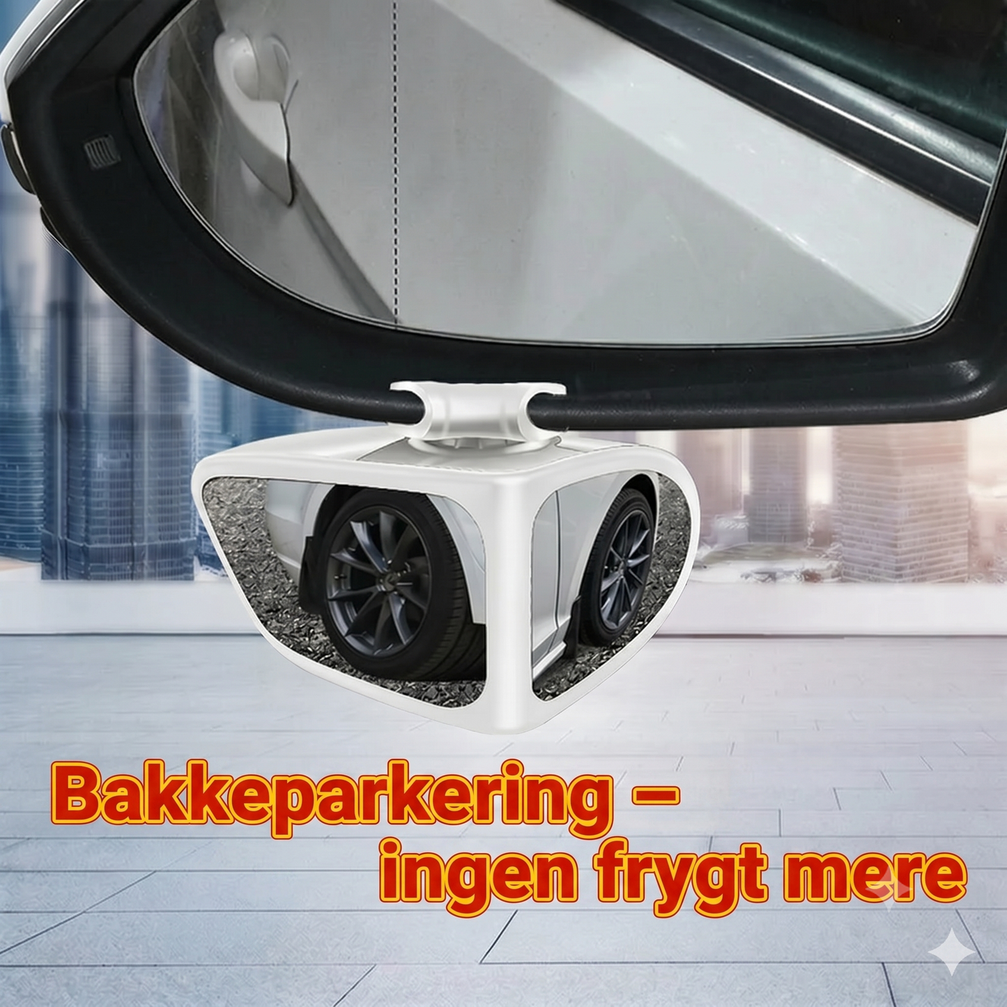Spejl med dobbeltlinse og 360° justerbart blindvinkelsyn