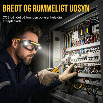 Genopladelig LED pandelampe i brillemodel med bevægelsessensor