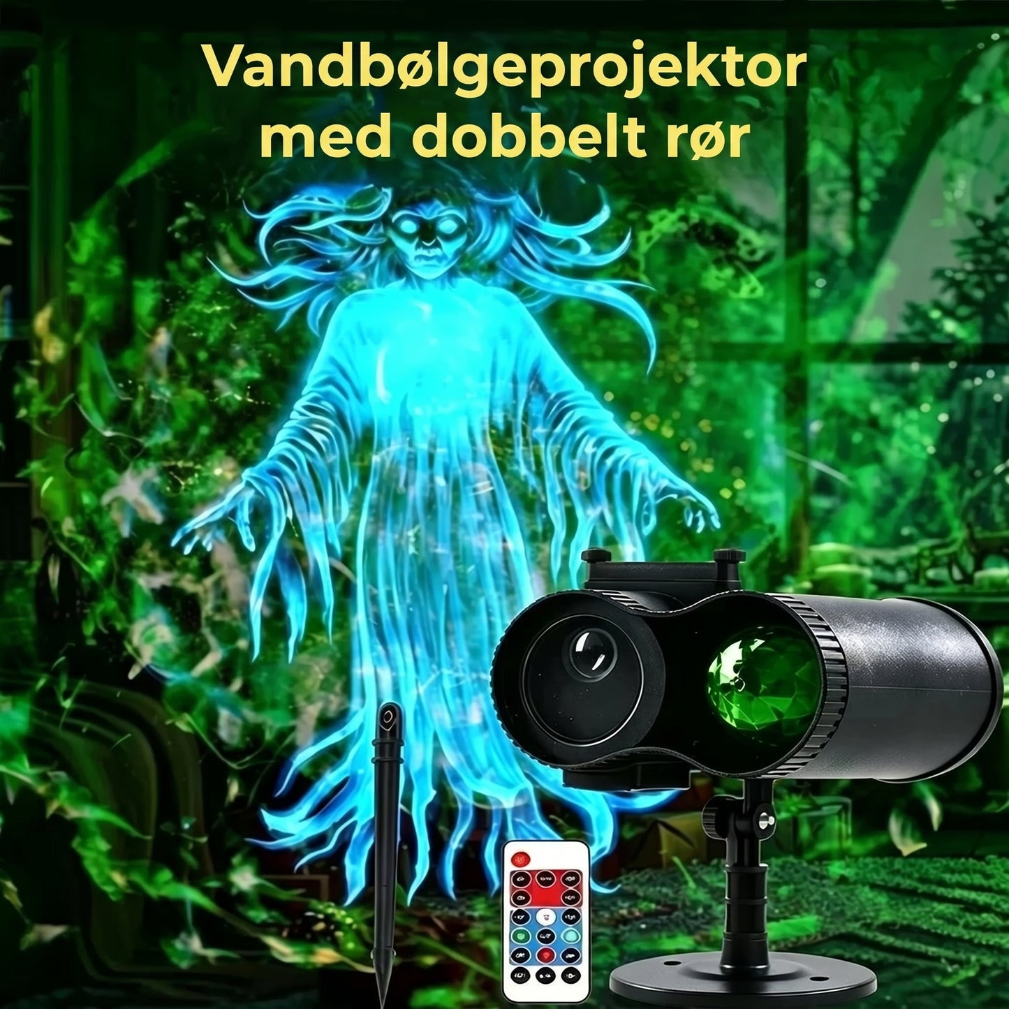 Halloween projektør med 10 HD-projektionsmønstre