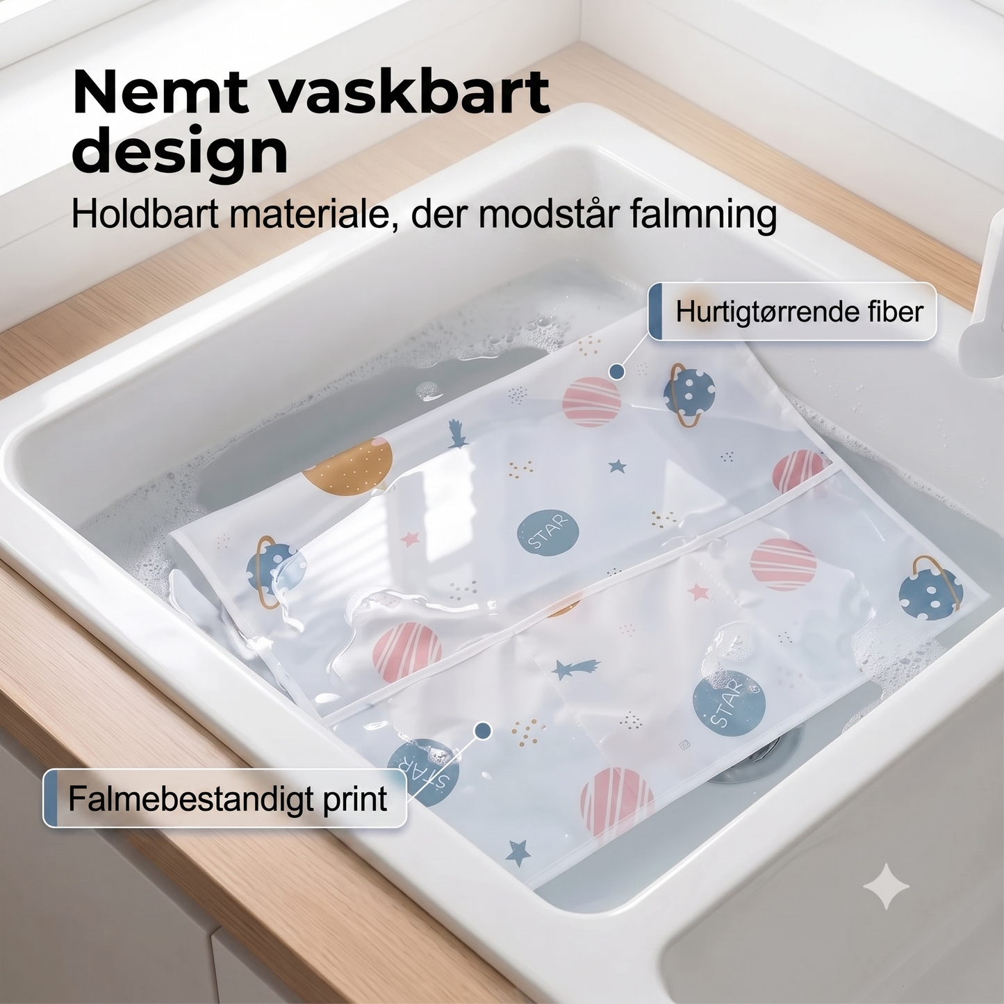 Vaskemaskineovertræk med sidelommer