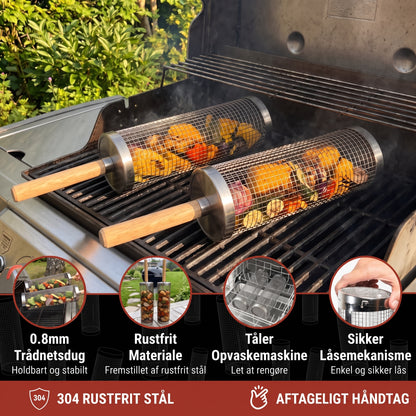 Risteformet grillkurv i rustfrit stål
